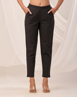 Oxinexx Regular Fit Women Black Trousers