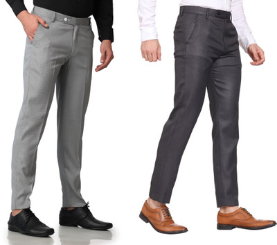 Maleno Slim Fit Men White, Black Trousers