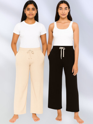Classy creations Comfort Fit Women Beige, Black Trousers