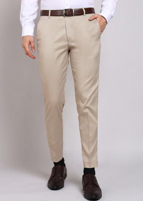 Vintageone Slim Fit Men Beige Trousers