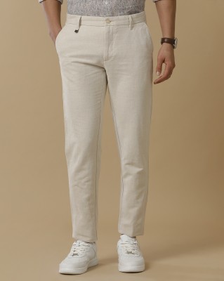 Linen Club Slim Fit Men Beige Trousers