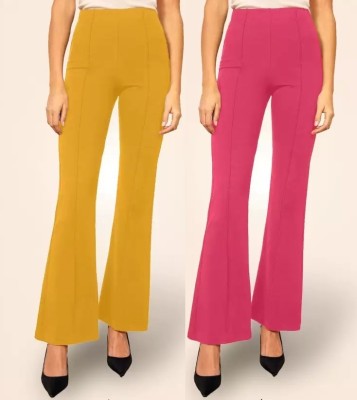 Krishna Enterprises Regular Fit Women Yellow, Pink Trousers