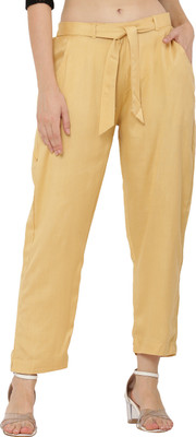 Priya Point Regular Fit Women Beige Trousers
