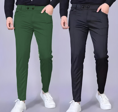 D.V TECH Regular Fit Men Black Trousers