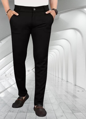ISUEL FAB Slim Fit Men Black Trousers
