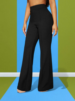 Trendnaari Regular Fit Women Black Trousers