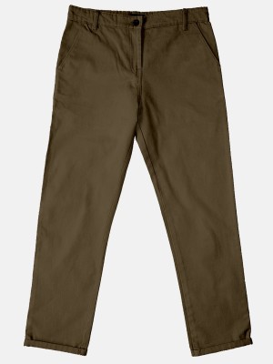 KiddoPanti Regular Fit Boys Brown Trousers