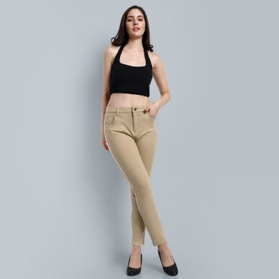 one sky Regular Fit Women Beige Trousers