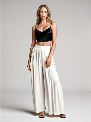 DAKSHAANDWARDROBE Comfort Fit Women White Trousers