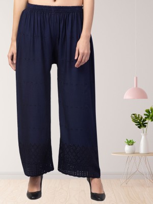 FamBee Flared Women Dark Blue Trousers