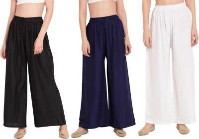 Phase of Trend Relaxed Women Black, Dark Blue, White Trousers