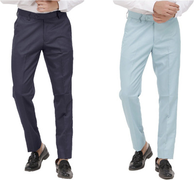 LAHSUAK Regular Fit Men Grey, Light Blue Trousers