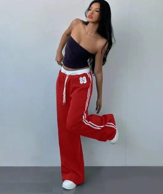 GlamsyStyle Comfort Fit Women Red Trousers