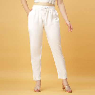 GANIX FASHION THAT DEFINE YOU Regular Fit Women White Trousers