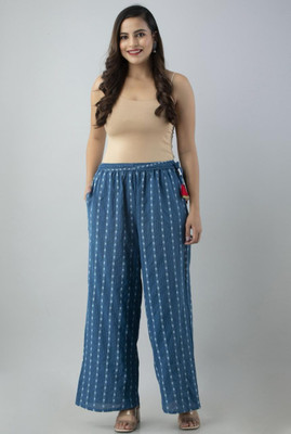 Munazkim Fashion Comfort Fit Women Blue Trousers