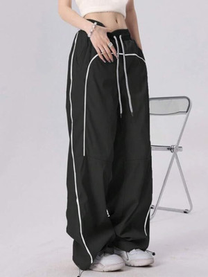 The Window Shop Loose Fit Women Black Trousers