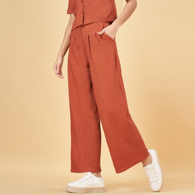 PEOPLE Relaxed Women Brown Trousers