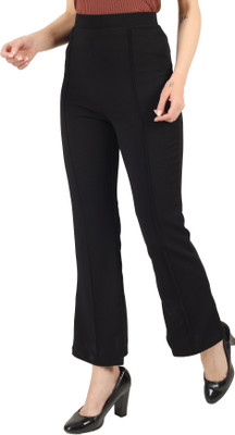 Nazlix Regular Fit Women Black Trousers