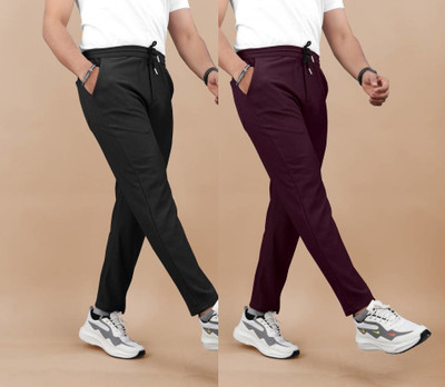 ynam Solid Men Black, Purple Track Pants