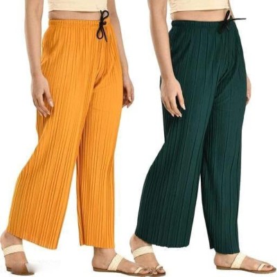 Kalka Relaxed Women Yellow, Green Trousers