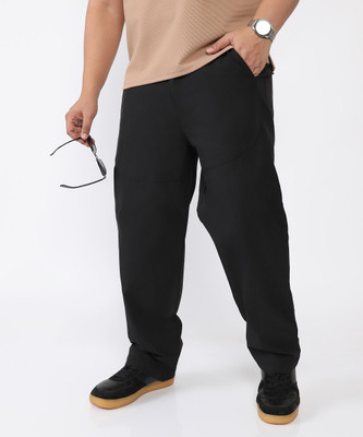 Instafab Plus Regular Fit Men Black Trousers