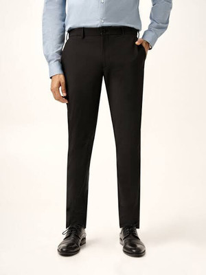 Wolvox Regular Fit, Relaxed Men Black Trousers