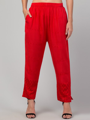 Vizcon Loose Fit Women Red Trousers