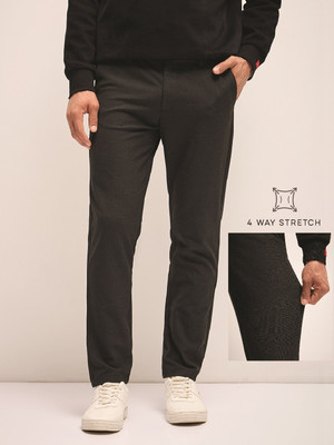 THE BEAR HOUSE Slim Fit Men Black Trousers