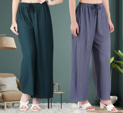 KWSH Regular Fit Women Dark Green, Dark Blue Trousers
