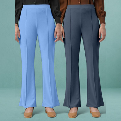 HouseOfCommon Loose Fit Women Light Blue, Grey Trousers