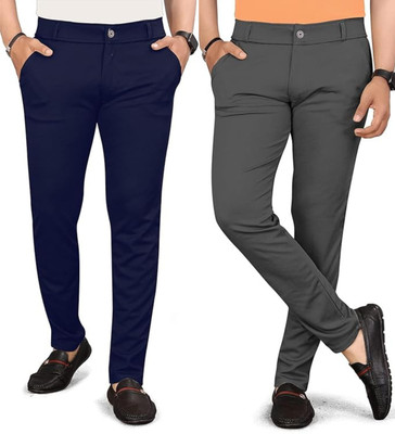 geetafashion Regular Fit Men Blue, Grey Trousers