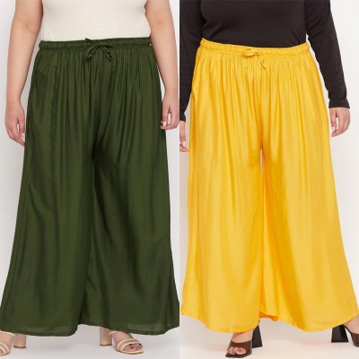 Ramadyers Flared Women Yellow, Dark Green Trousers