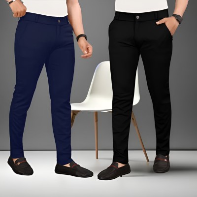 archana fashion Regular Fit Men Black, Blue Trousers