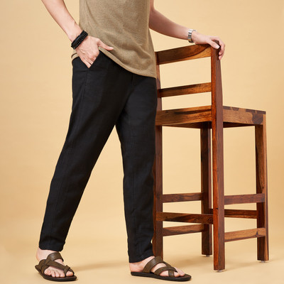 7 Alt by Pantaloons Regular Fit Men Black Trousers