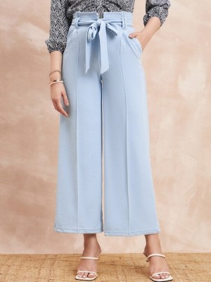 all about you Comfort Fit Women Light Blue Trousers