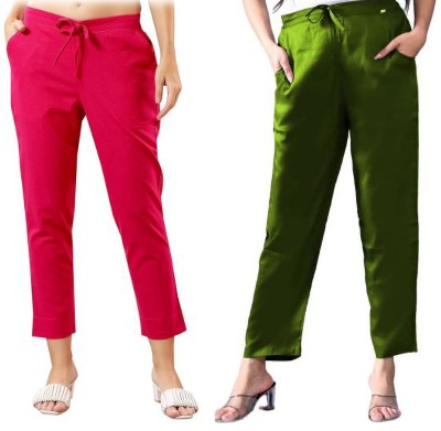 Hendygraph Regular Fit Women Pink, Green Trousers