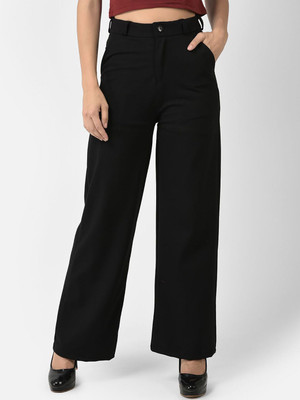 CHEMISTRY Straight Fit Women Black Trousers