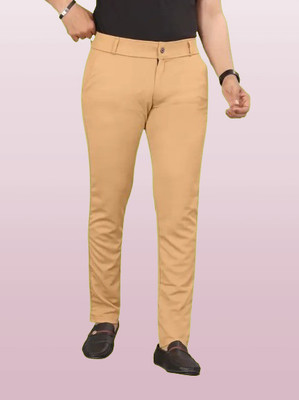 HEMAFASHION Slim Fit Men Beige Trousers