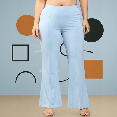 Looksky Loose Fit Women Light Blue Trousers