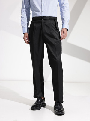 encore by INVICTUS Regular Fit Men Black Trousers