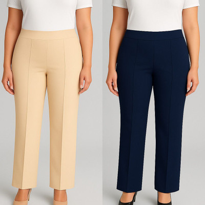 KARIMA INETERNATIONAL Regular Fit Women Beige, Dark Blue Trousers