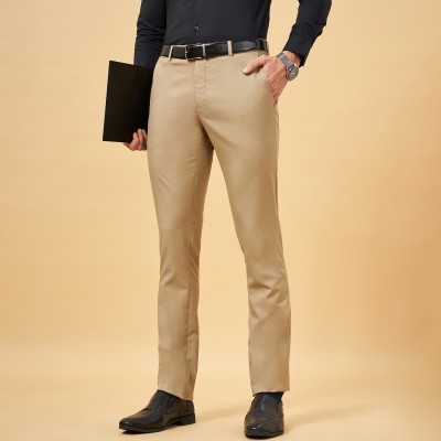 Peregrine by Pantaloons Slim Fit Men Beige Trousers