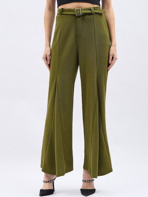 AA-HA! Flared Women Dark Green Trousers