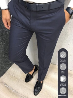 STREETVIBES Regular Fit Men Blue Trousers