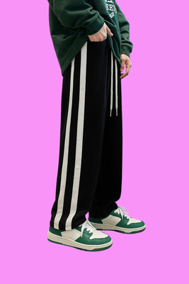 GIBBONTE Regular Fit Men Black, White Trousers