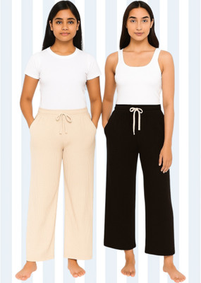 Classy creations Comfort Fit Women Beige, Black Trousers
