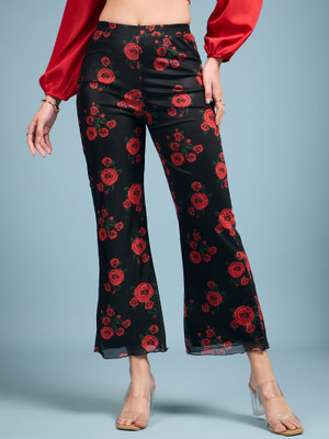 Dressberry Flared Women Black Trousers
