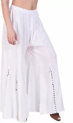 OWN FASHION CLASSIC Flared Women White Trousers