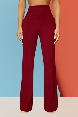 AKOTTY Comfort Fit, Regular Fit Women Maroon Trousers