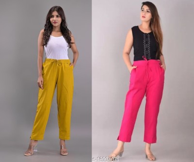 KHWAHISH CREATIONS Regular Fit Women Gold, Pink Trousers